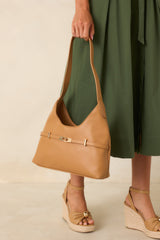 Wherever You Go Camel Faux Leather Shoulder Bag