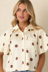 Dot Your Calendar Ivory & Brown Polka Dot Blouse