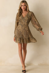 Hold On To This Tan Leopard Print Chiffon Mini Dress