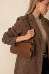 Don't Doubt Me Chocolate Brown Faux Leather Baguette Handbag