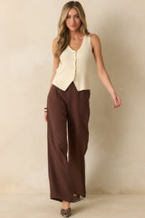 Making A Change Chocolate Brown High Waisted Wide Leg Pants