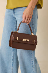Carry On Your Way Chocolate Brown Faux Leather Top Handle Bag