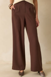 Making A Change Chocolate Brown High Waisted Wide Leg Pants