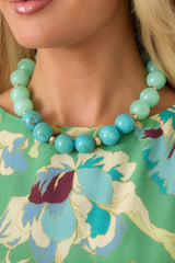 Tide Me Over Mint & Blue Chunky Bead Necklace