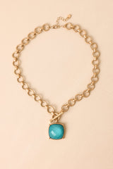 Seaside Sophisticate Gold & Teal Toggle Necklace