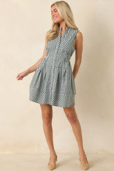 Made for Wandering Hunter Green Gingham Sleeveless Mini Dress