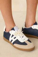 Vintage Havana Nadia Navy & Taupe Suede Lace-Up Sneakers