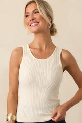 It's All Coming Together Ivory Ribbed Knit Tank Top