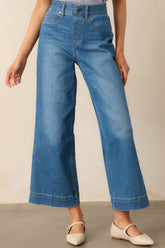 SPANX® Medium Wash Pull-On Cropped Wide Leg Jeans