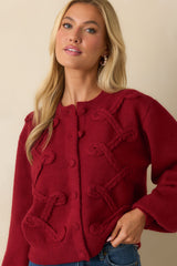 Well Within Reach Red Knit Button Up Cardigan