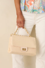 Isn't That Something Ivory Woven Chain Handbag