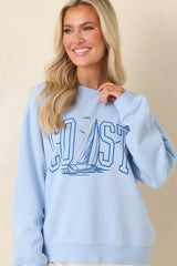 Z Supply Light Blue Coast Cotton Boyfriend Sweatshirt