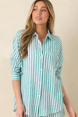 Z Supply La Palma Green Perfect Linen Stripe Top