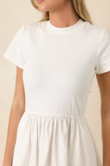 Prosperina Aria White Cotton Short Sleeve Midi Dress