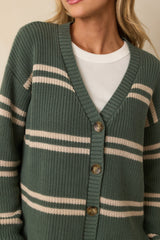 Z Supply Green Cotton Boyfriend Striped Cardigan