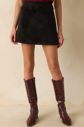 Z Supply Black Ciera Faux Suede Mini Skirt