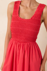 Today's the Day Red Textured Cotton Tiered Midi Dress