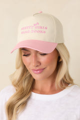 Pretty Girls Read Books Ivory & Pink Contrast Cotton Baseball Cap