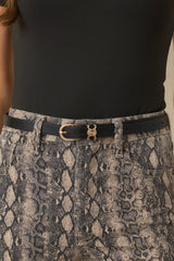 The Finishing Line Black Slim Faux Leather Belt