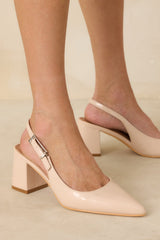 Cloud Nine Nights Ivory Patent Slingback Block Heels