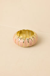 Hold On Gently Light Pink & Gold Sculptural Bead Stretch Bracelet