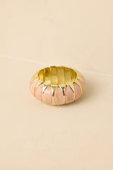 Hold On Gently Light Pink & Gold Sculptural Bead Stretch Bracelet