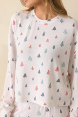 Z Supply White Multi Alpine Tree Brushed Knit Pajama Top
