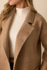 What's Left To Say Camel Brown Open Front Knit Cardigan