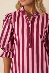 Here's the Plan Pink & Wine Stripe Cotton Mini Shift Dress