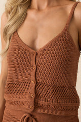 Z Supply Brown Tay Crochet Cropped Tank