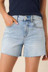 Z Supply Light Wash Jonah Mid Rise Relaxed Cotton Denim Shorts