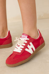 Vintage Havana Nadia Red Suede Lace-Up Sneakers