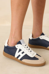 Vintage Havana Nadia Navy & Taupe Suede Lace-Up Sneakers