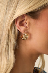 Let's Keep Moving Gold Textured Dome Hoop Earrings