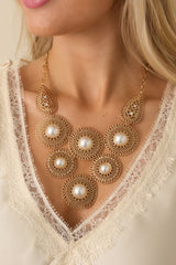 Like We Used To Gold Ivory Pearl Statement Necklace