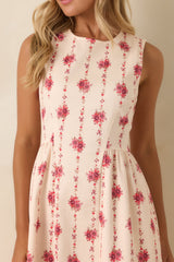 Heirloom Blooms Ivory Floral Cotton Midi Dress