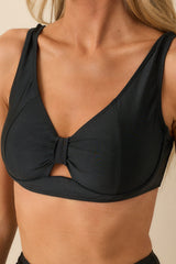The Waves Are Calling Black Keyhole Cutout Bikini Top