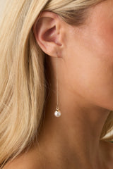 It's a Fine Line Gold Chain and Faux Pearl Drop Earrings
