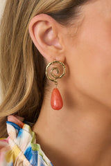 Running On Good Energy Terracotta Pearlescent Drop Earrings