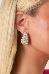 No Looking Back Gold Rhinestone Teardrop Earrings