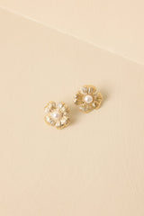 Made to Bloom Pearl & Gold Sculpted Flower Earrings