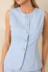 Simply Joyful Blue Gingham Sleeveless Romper