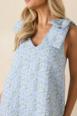 Tea by the Sea Light Blue Floral Jacquard Mini Shift Dress