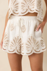 All The Possibilities Ivory Cotton Embroidered Eyelet Shorts