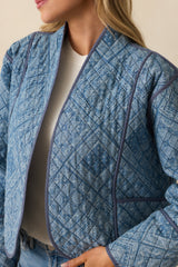All You Do Light Blue Quilted Jacket
