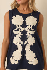 Flourish & Bloom Navy Floral Embroidered Mini Dress