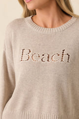 Z Supply Natural Heather Beach Embroidered Sweater