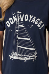 Z Supply Navy Blue Cotton Voyage Boyfriend Tee