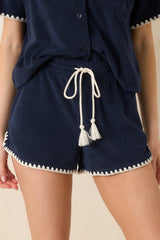 Z Supply Navy Cotton Blend Coastline Loop Terry Shorts