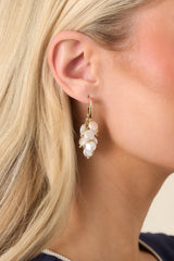 All the Charm Pearl Cluster Gold Hoop Earrings